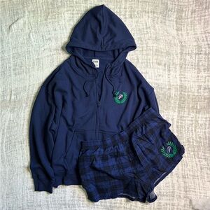 PINK Victoria's Secret • Navy Blue Hoodie and Boxer Set • Size L XL